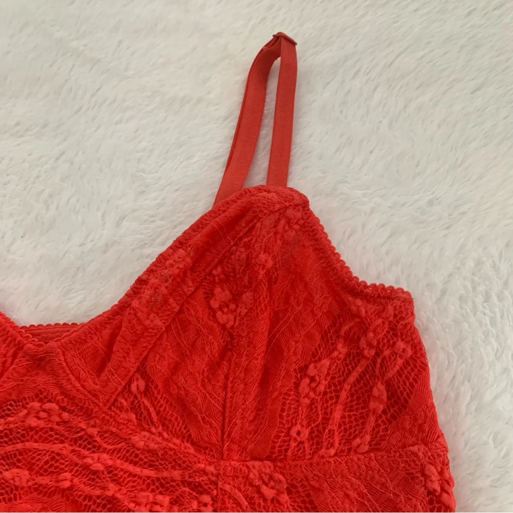 Women’s Small Intimately Free People Blood Orange Lace Longline Bralette - Picture 2 of 4